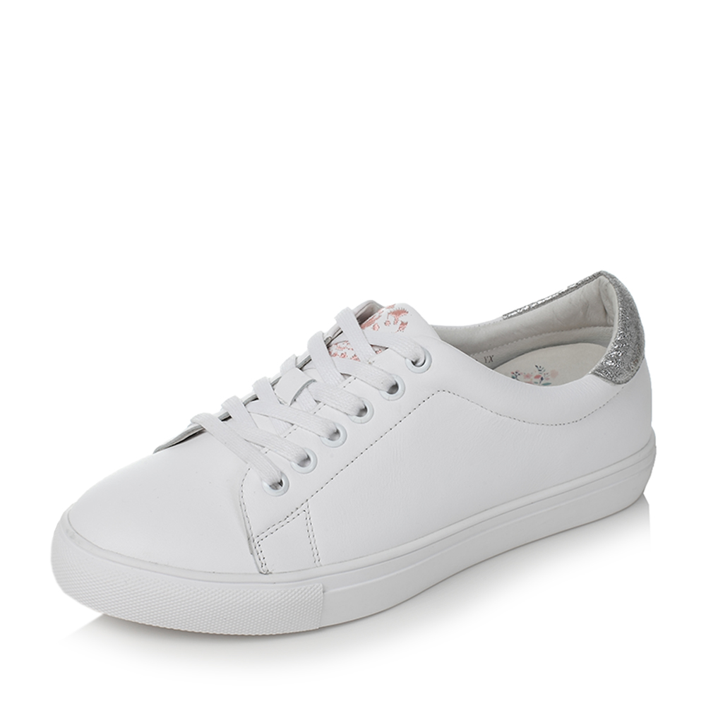 tata/他她秋季白银牛皮刺绣拼色系带百搭休闲女小白鞋fbx29cm7