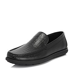 Tata/他她2018秋专柜同款黑色牛皮革压花休闲平底男单鞋S3510CM8