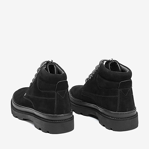 Tata/他她2018冬专柜同款黑色牛皮革休闲工装鞋男短靴AJM01DD8