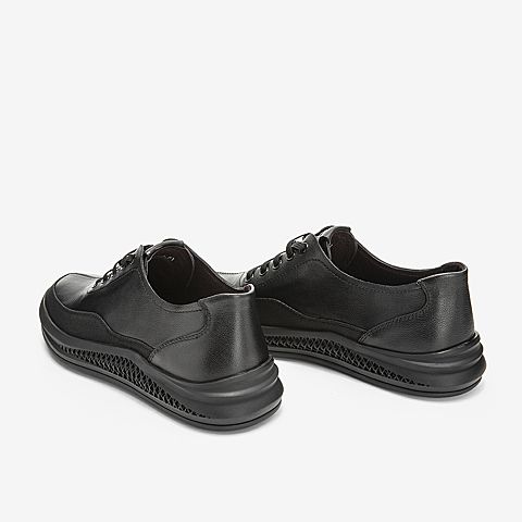 Tata/他她春专柜同款黑色牛皮革板鞋绑带休闲男鞋CPM02AM9