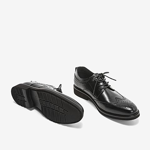 Tata/他她春专柜同款黑色牛皮革雕花商务鞋男皮鞋DHM01AM9