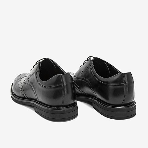 Tata/他她秋专柜同款黑色牛皮革英伦雕花布洛克款商务男单鞋27U23CM9