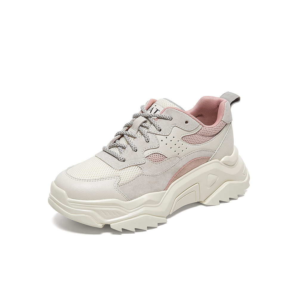 Tata/他她2020春专柜同款拼接撞色绑带老爹鞋厚底女休闲鞋WGF01AM0