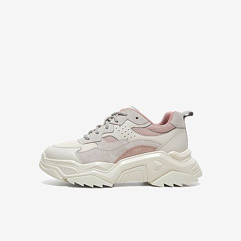 Tata/他她2020春专柜同款拼接撞色绑带老爹鞋厚底女休闲鞋WGF01AM0