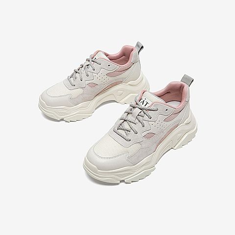 Tata/他她2020春专柜同款拼接撞色绑带老爹鞋厚底女休闲鞋WGF01AM0