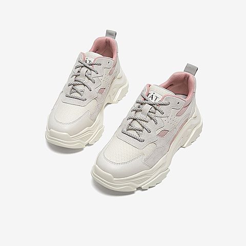 Tata/他她2020春专柜同款拼接撞色绑带老爹鞋厚底女休闲鞋WGF01AM0