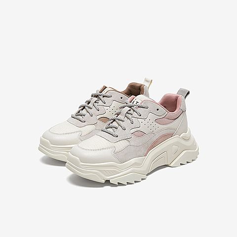 Tata/他她2020春专柜同款拼接撞色绑带老爹鞋厚底女休闲鞋WGF01AM0