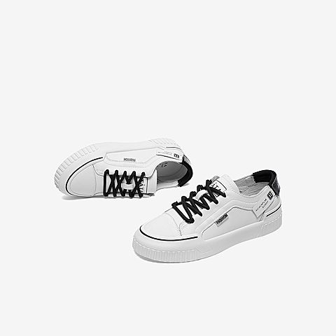 Tata/他她2020春专柜同款米白/黑拼接撞色字母小白鞋女休闲鞋YII01AM0