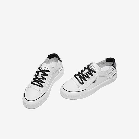 Tata/他她2020春专柜同款米白/黑拼接撞色字母小白鞋女休闲鞋YII01AM0