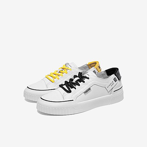 Tata/他她2020春专柜同款米白/黑拼接撞色字母小白鞋女休闲鞋YII01AM0