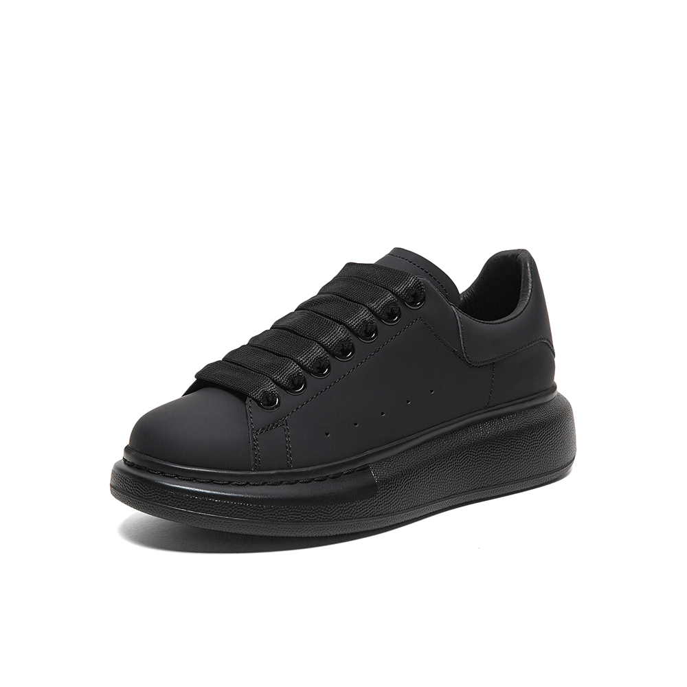 Tata/他她2020春专柜同款黑色牛皮革绑带圆头厚底女休闲鞋WHL01AM0