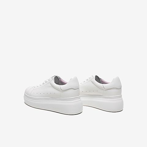 Tata/他她2020春白/紫牛皮革时尚系带厚底小白鞋女休闲鞋DSCAAAM0