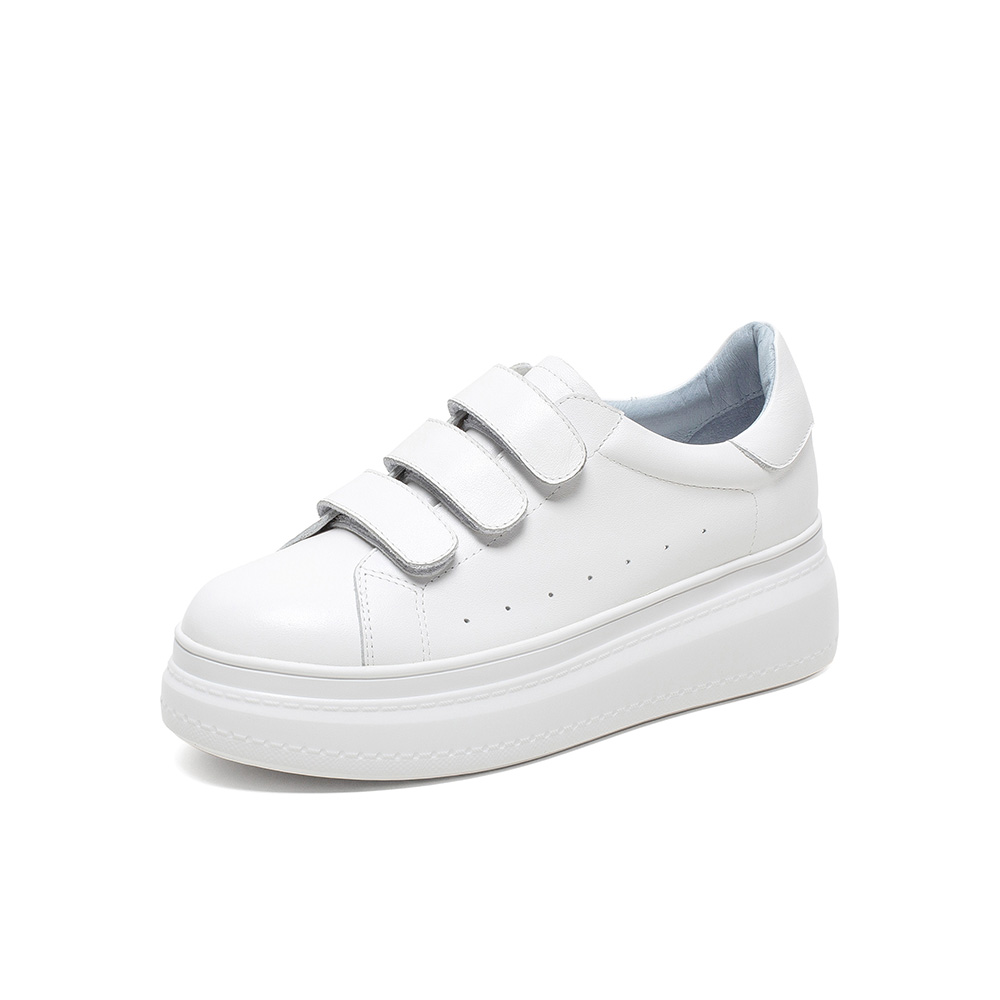 Tata/他她2020春白/蓝牛皮革时尚厚底小白鞋满帮女休闲鞋DSCABAM0