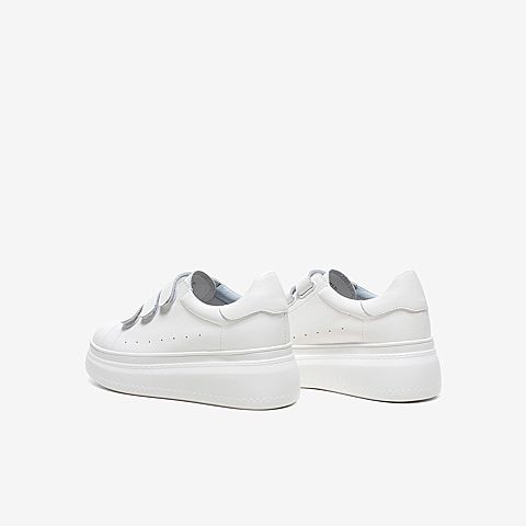 Tata/他她2020春白/蓝牛皮革时尚厚底小白鞋满帮女休闲鞋DSCABAM0