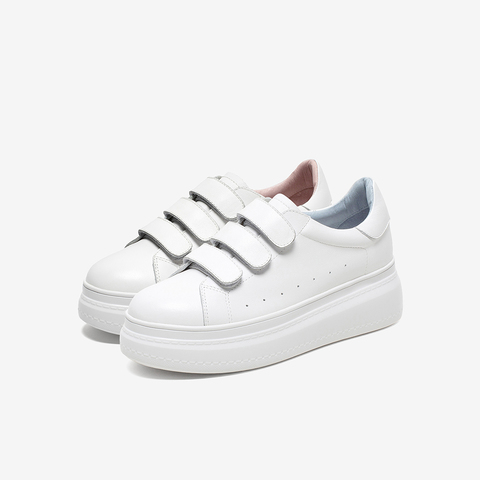 Tata/他她2020春白/蓝牛皮革时尚厚底小白鞋满帮女休闲鞋DSCABAM0