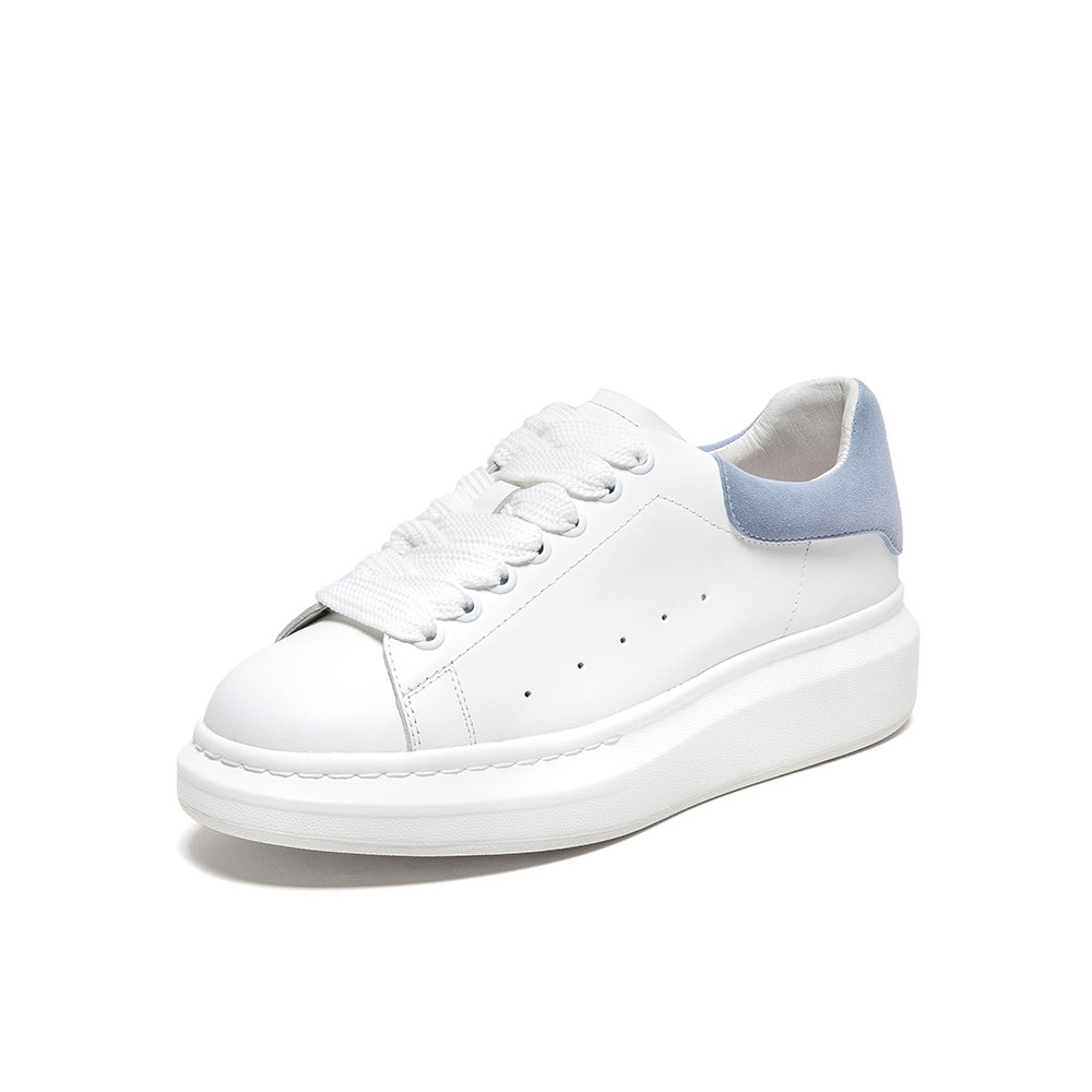 Tata/他她2020春白/蓝拼接撞色后尾小白鞋厚底板鞋女休闲鞋DSCAQAM0