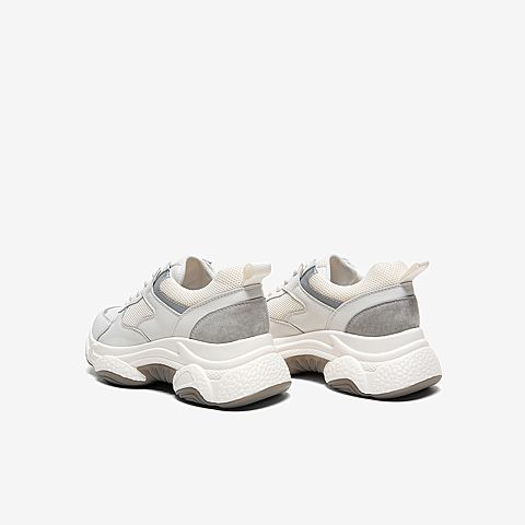 Tata/他她2020春白/灰拼接网面老爹鞋厚底鞋满帮女休闲鞋DSCAZAM0