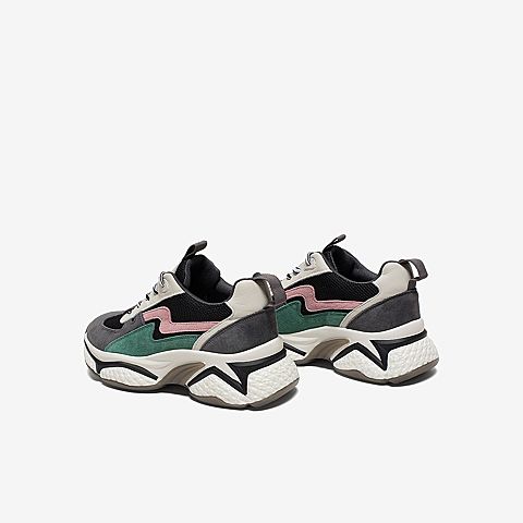 Tata/他她2020春专柜同款黑/灰/绿/米白拼接撞色老爹鞋厚底女休闲鞋WKB01AM0