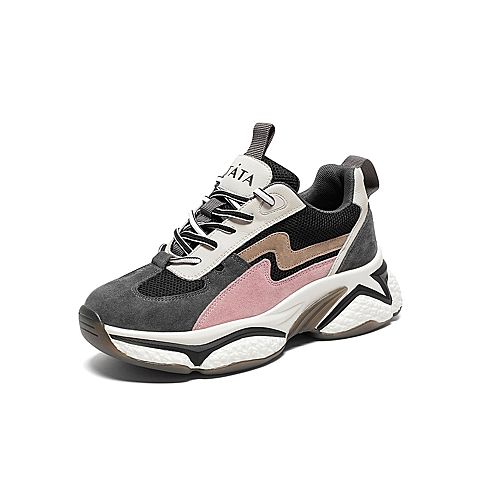 Tata/他她2020春专柜同款黑/灰/粉/米白拼接撞色老爹鞋厚底女休闲鞋WKB01AM0