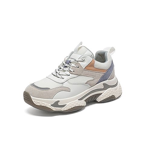 Tata/他她2020春专柜同款白/紫拼接撞色织带老爹鞋女休闲鞋WKB04AM0