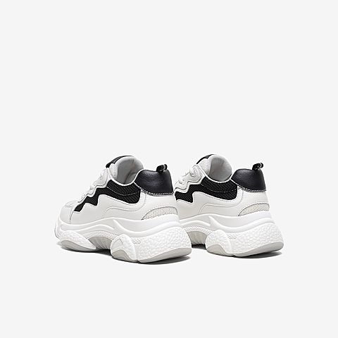 Tata/他她2020春白/黑拼接撞色老爹鞋运动厚底女休闲鞋WKG01AM0