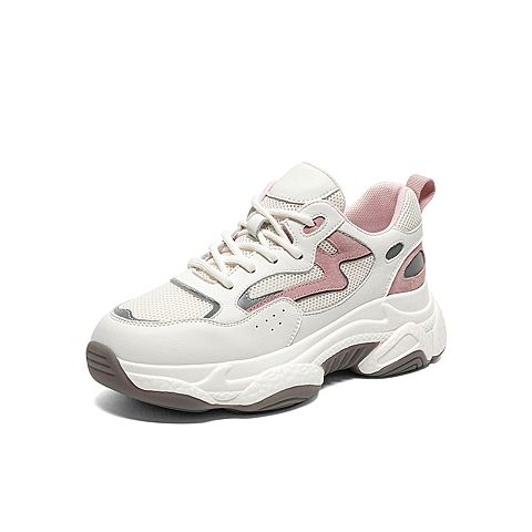 Tata/他她2020春白/粉拼接网面老爹鞋运动厚底女休闲鞋DSCBCAM0