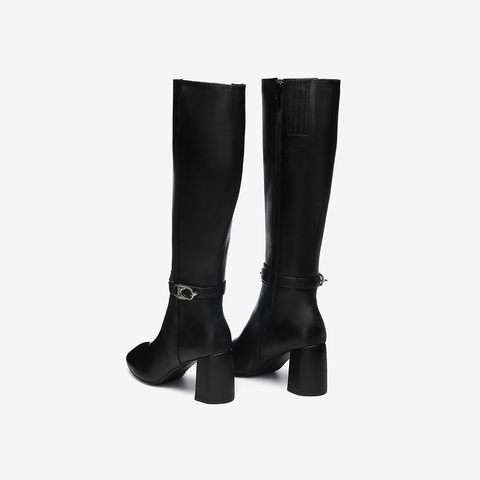 Tata/他她2020冬专柜同款方跟骑士靴休闲百搭高筒显瘦7GS80DG0