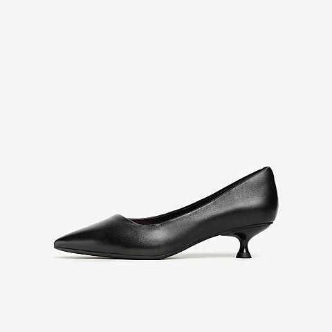 Tata/他她2021春专柜同款尖头高跟鞋猫跟气质浅口单鞋女XYW01AQ1