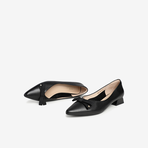 Tata/他她2021春专柜同款甜美蝴蝶结百搭方跟女单鞋XHZ03AQ1