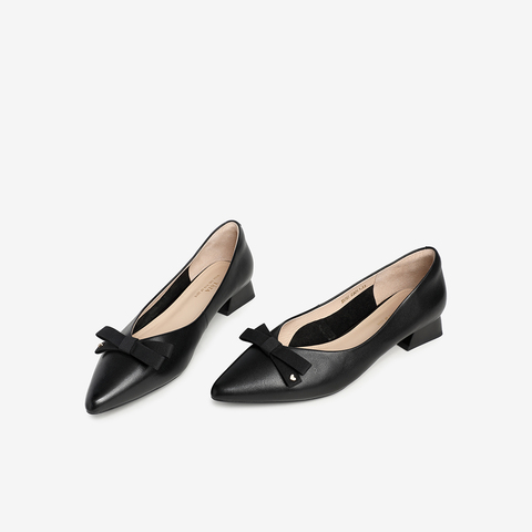 Tata/他她2021春专柜同款甜美蝴蝶结百搭方跟女单鞋XHZ03AQ1