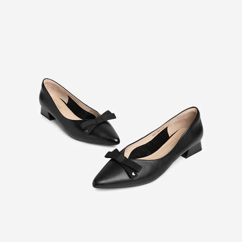 Tata/他她2021春专柜同款甜美蝴蝶结百搭方跟女单鞋XHZ03AQ1