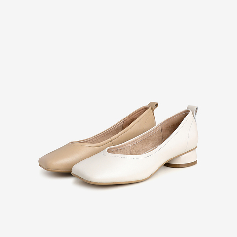 Tata/他她2021春专柜同款圆跟浅口鞋时尚单鞋女新款XYS01AQ1