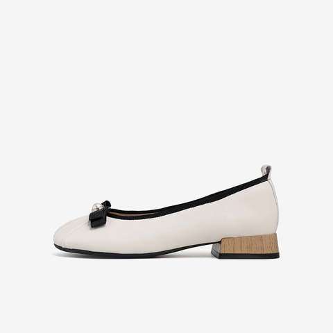 Tata/他她2021春专柜同款甜美蝴蝶结低跟浅口单鞋女新YZE01AQ1