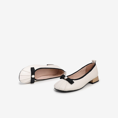 Tata/他她2021春专柜同款甜美蝴蝶结低跟浅口单鞋女新YZE01AQ1