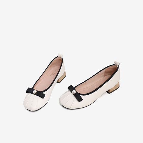 Tata/他她2021春专柜同款甜美蝴蝶结低跟浅口单鞋女新YZE01AQ1