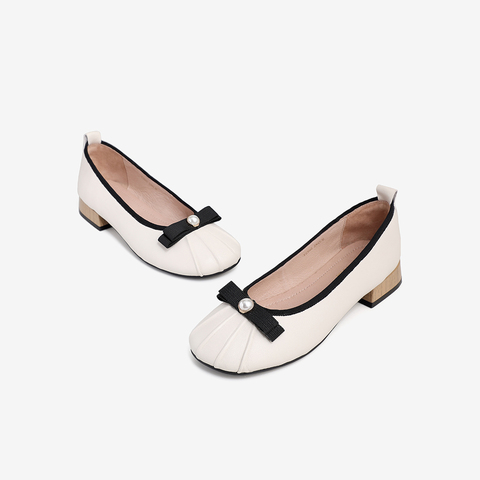 Tata/他她2021春专柜同款甜美蝴蝶结低跟浅口单鞋女新YZE01AQ1
