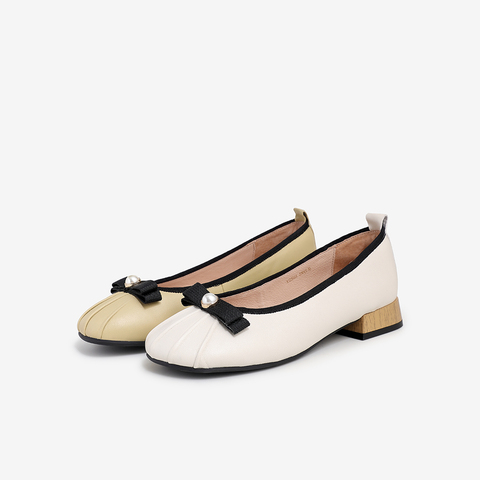 Tata/他她2021春专柜同款甜美蝴蝶结低跟浅口单鞋女新YZE01AQ1