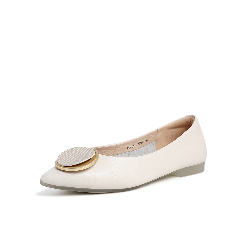 Tata/他她2021春专柜同款甜美饰扣舒适低跟单鞋浅口女鞋7ME01AQ1