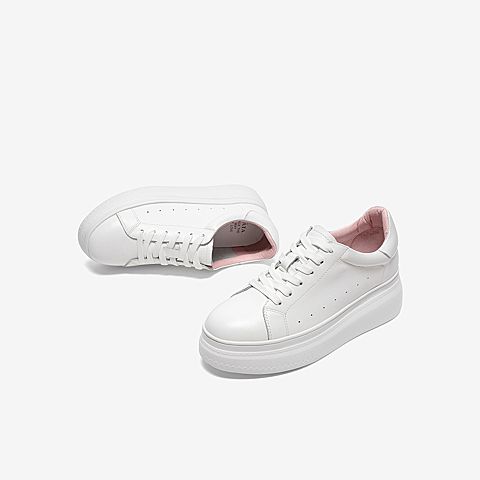 Tata/他她2021春时尚系带厚底小白鞋女休闲鞋DSCAAAM1