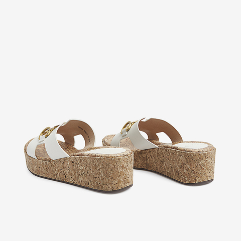 Tata/他她2021夏专柜同款时尚金属饰一字拖鞋坡跟女鞋新7LL01BT1