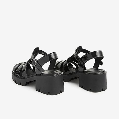 Tata/他她2021夏专柜同款方粗跟交叉包头凉鞋女新款G4G02BL1