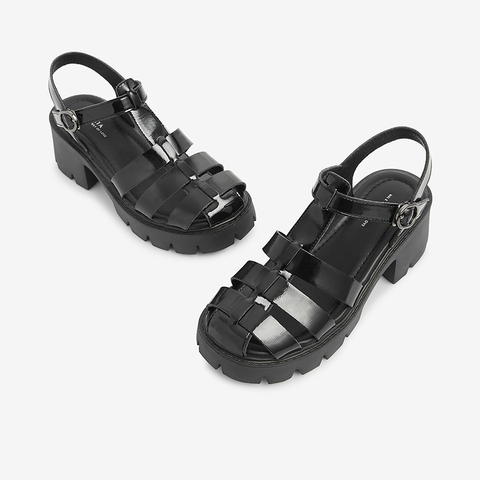 Tata/他她2021夏专柜同款方粗跟交叉包头凉鞋女新款G4G02BL1