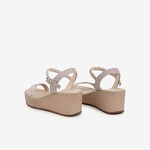 Tata/他她2021夏专柜同款时尚水钻饰坡跟女凉鞋百搭新款W5A01BL1