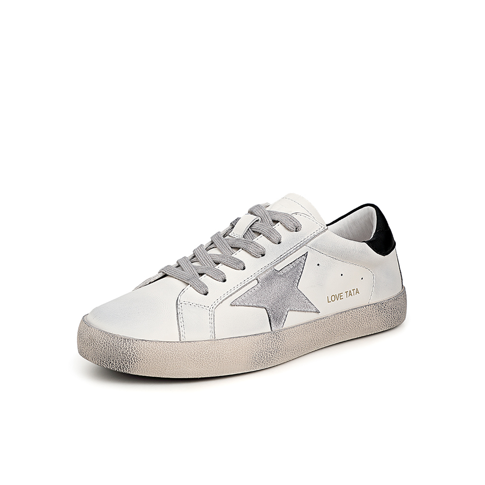 Tata/他她2021春圆头平底擦色百搭满帮鞋单鞋休闲新G5Q01AM1