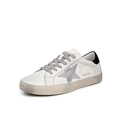 Tata/他她2021春圆头平底擦色百搭满帮鞋单鞋休闲新G5Q01AM1