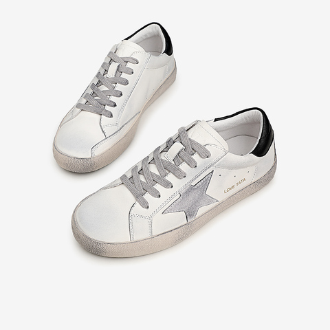 Tata/他她2021春圆头平底擦色百搭满帮鞋单鞋休闲新G5Q01AM1