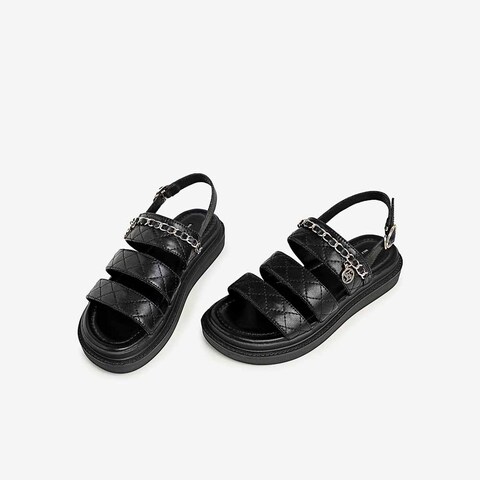 Tata/他她2021夏链条饰厚底沙滩凉鞋百搭时装凉鞋女新款GOX07BL1