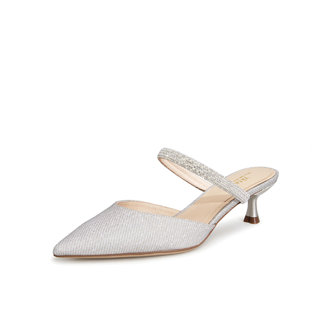 Tata/他她2021春专柜同款时尚亮片细跟后空凉鞋7IY06AH1