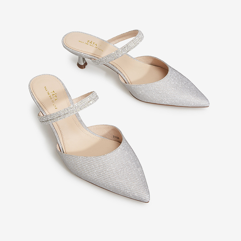 Tata/他她2021春专柜同款时尚亮片细跟后空凉鞋7IY06AH1