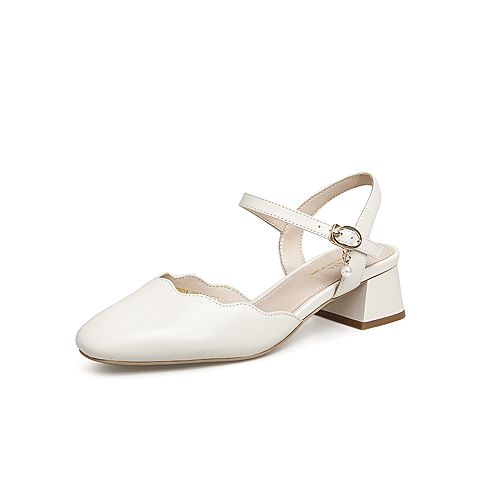 Tata/他她2021夏专柜同款花瓣包头后空凉鞋百搭女凉鞋W6W01BH1